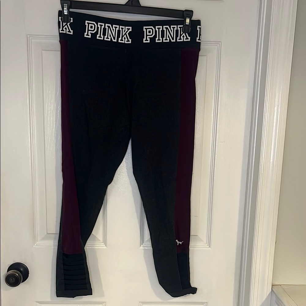 PINK Victoria's Secret Kids Leggings in Black and Burgundy